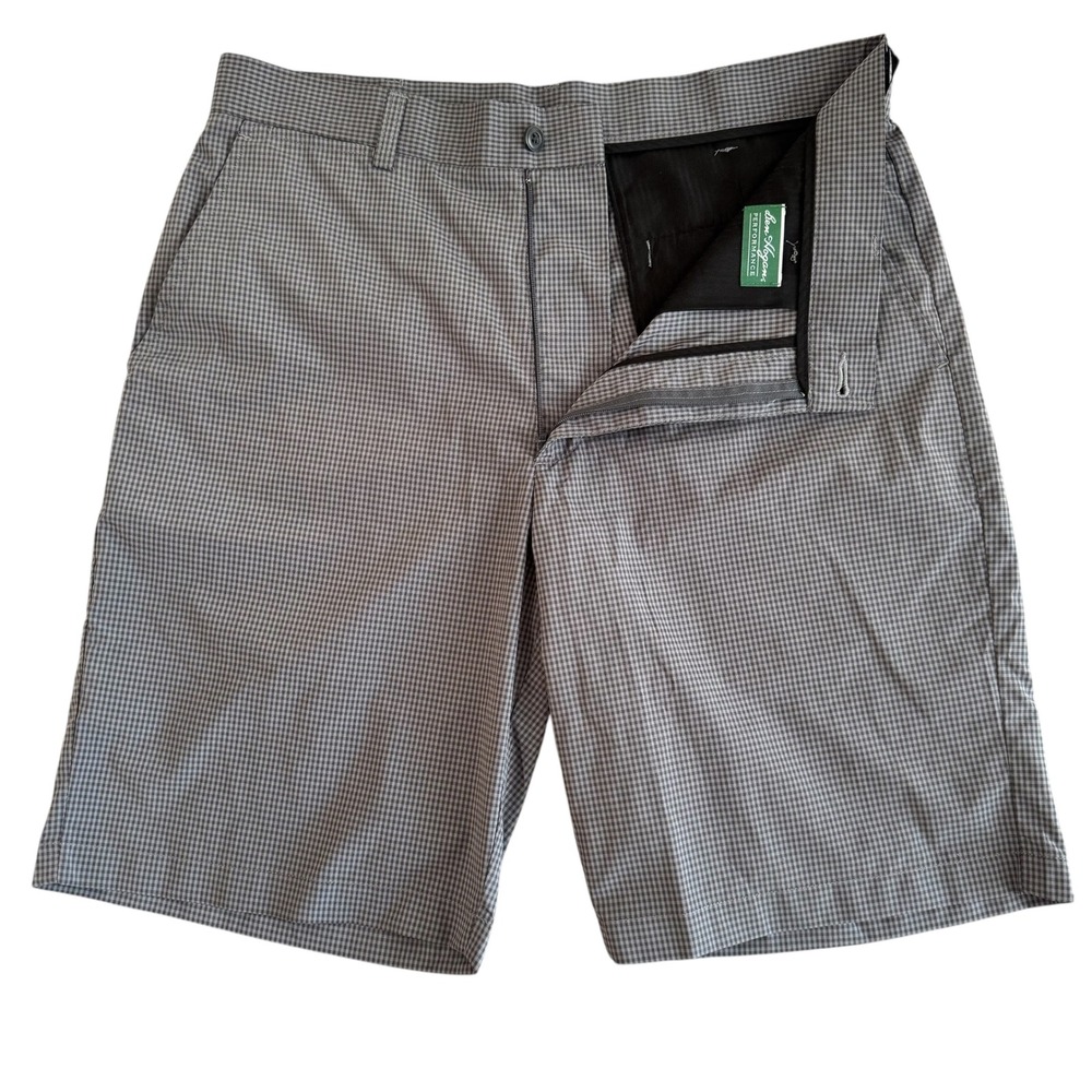 Ben Hogan 32x9.5 Gray Micro‎ Gingham Flat Front Men's Performance Golf Shorts - Picture 5 of 7